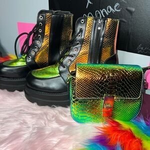 Iridescent Boot and Bag Set